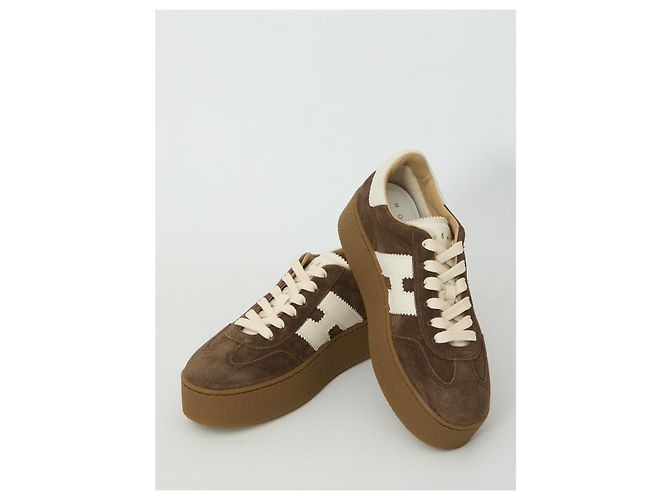 Baskets Hogan Cool en daim marron avec H en cuir - vue 5