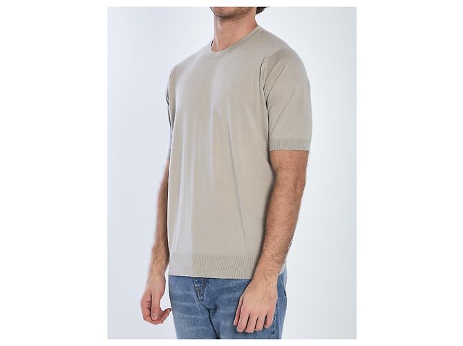 T-shirt John Smedley Kempton Beige in Cotone - vista 2