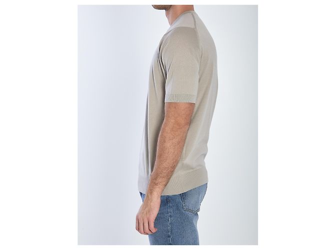 T-shirt John Smedley Kempton Beige in Cotone - vista 3