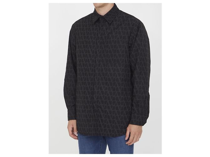 Camicia in nylon nera Valentino Garavani VLogo Nero - vista 2