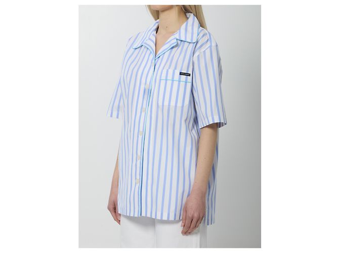 Camisa de popelín de algodón y seda a rayas Dolce & Gabbana Azul claro - vista 2