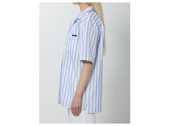 Camisa de popelín de algodón y seda a rayas Dolce & Gabbana Azul claro - vista 3