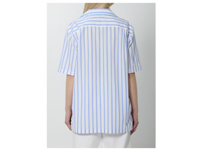 Camisa de popelín de algodón y seda a rayas Dolce & Gabbana Azul claro - vista 4