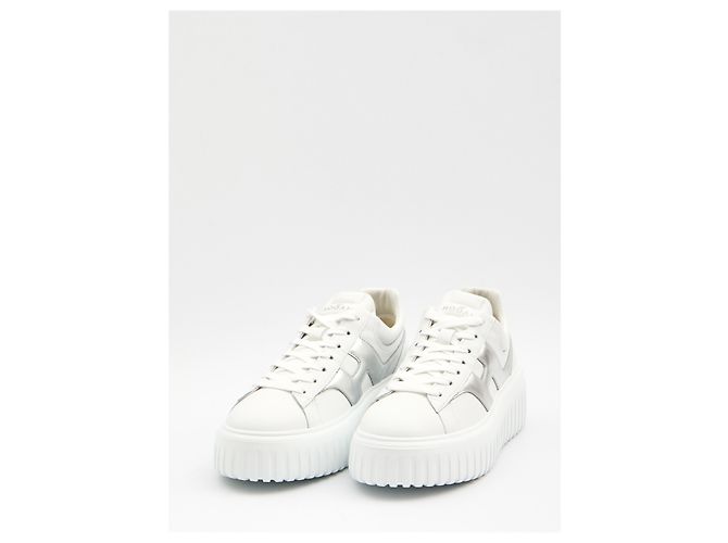 Baskets Hogan H-Stripes en cuir blanc - vue 2
