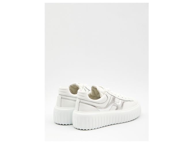 Baskets Hogan H-Stripes en cuir blanc - vue 3