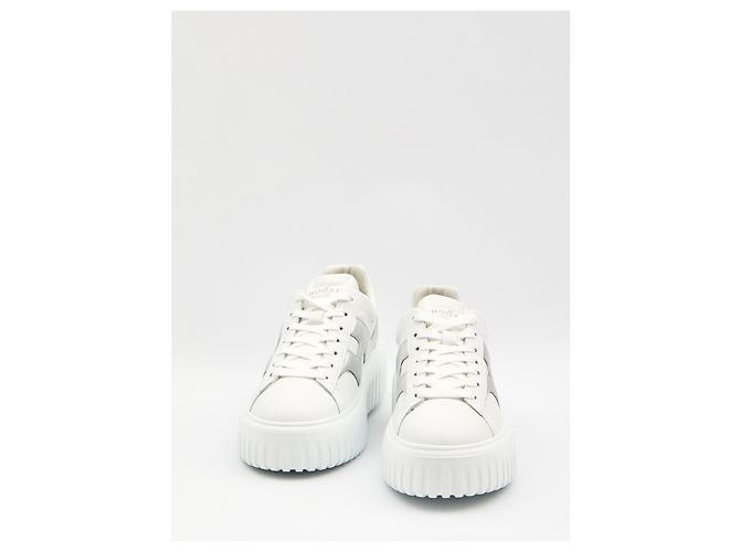 Baskets Hogan H-Stripes en cuir blanc - vue 5