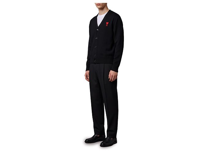 Ami Paris Ami de Coeur Wollencardigan Schwarz - Ansicht 2