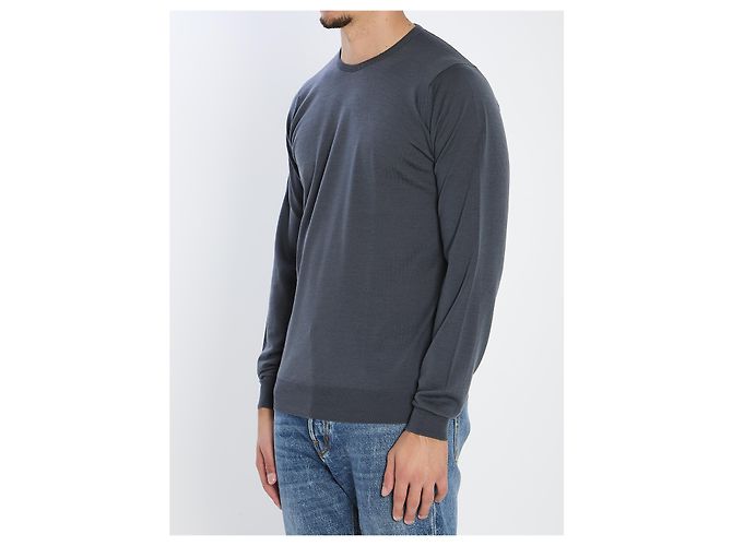 John Smedley Lundy Rundhals-Pullover in charcoal Grau - Ansicht 2