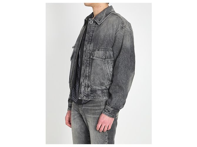 Medusa Versace Chaqueta bomber de denim stone-wash Gris - vista 2