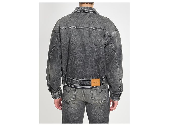 Medusa Versace Chaqueta bomber de denim stone-wash Gris - vista 4