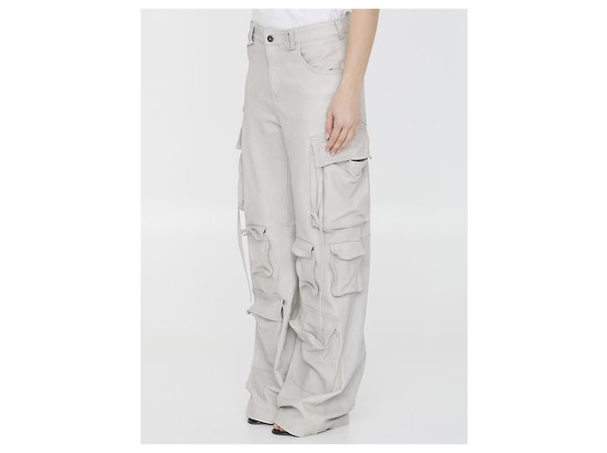 Salvatore Santoro Pantalones Cargo de Cuero Beige - vista 2