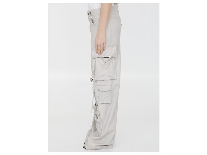Salvatore Santoro Pantalones Cargo de Cuero Beige - vista 3