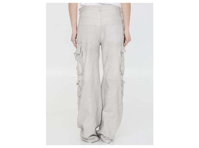 Salvatore Santoro Pantalones Cargo de Cuero Beige - vista 4