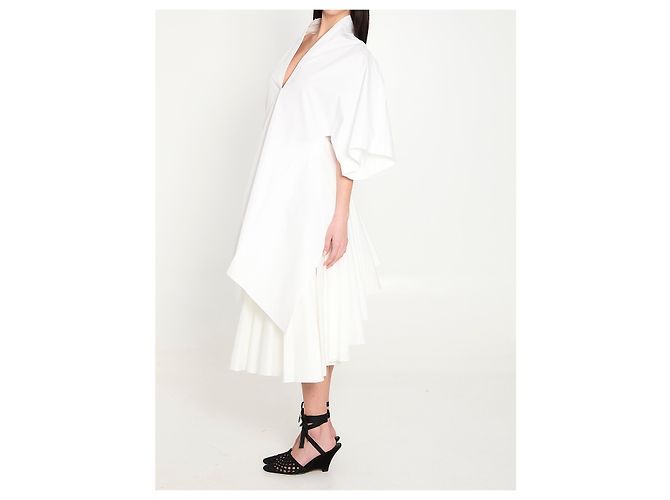 Vestido túnica midi Moisson Jacquemus em algodão branco - vista 2