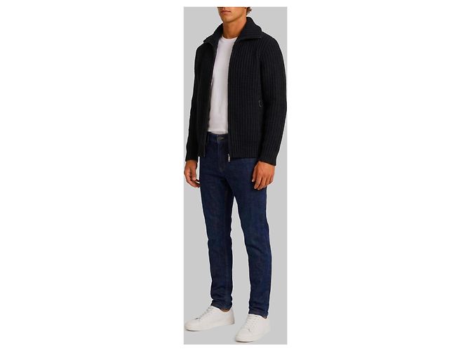 Roberto Collina Gerippte Zip-Jacke in Schwarz - Ansicht 2