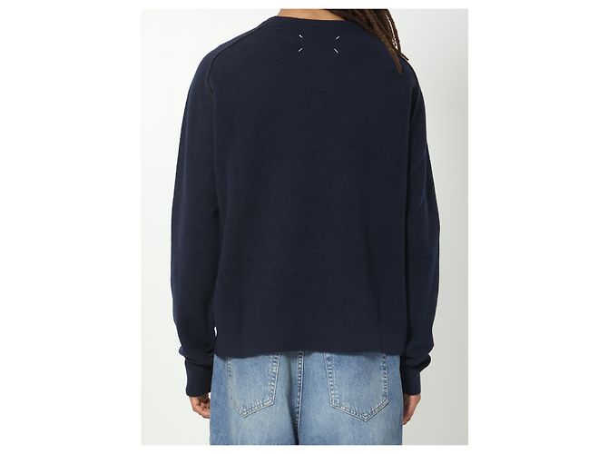 Maison Martin Margiela Crewneck-Pullover aus Schurwolle Blau - Ansicht 4