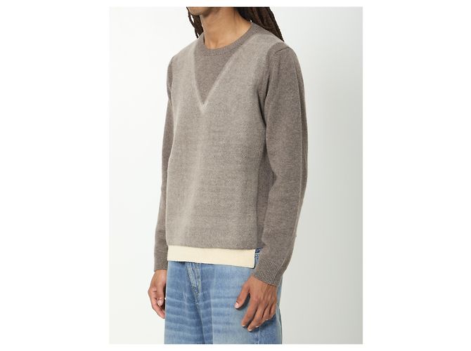 Maison Martin Margiela Crewneck-Pullover aus Schurwolle in Fusion-Strick Braun - Ansicht 2