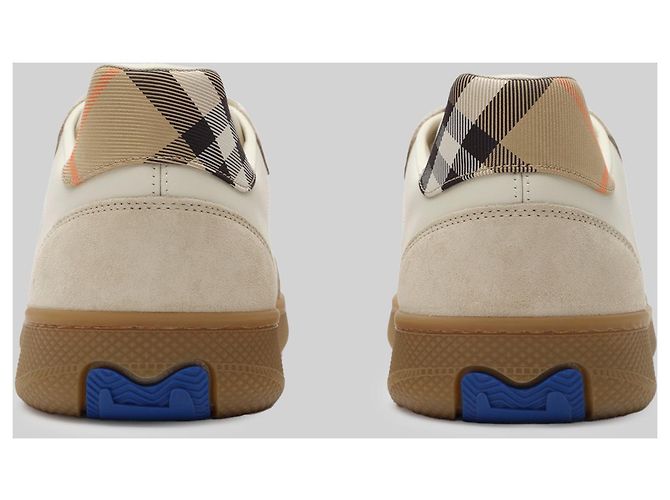 Sneakers Burberry Terrace in pelle e nylon beige - vista 3