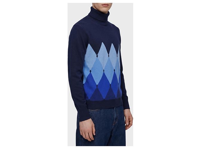 Ballantyne Cashmere Diamond Rollkragenpullover Blau - Ansicht 3