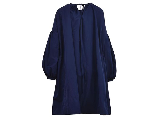 Calvin Klein Lace Detail Bishop Dress Blue - view 3