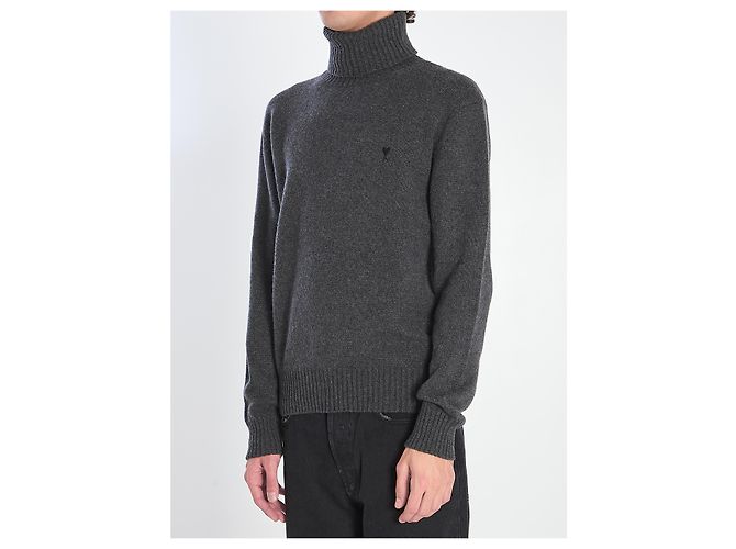 Ami Paris Ami de Coeur Rollkragenpullover Grau - Ansicht 2