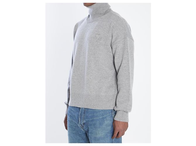 Ami Paris Ami de Coeur Rollkragenpullover Grau - Ansicht 2