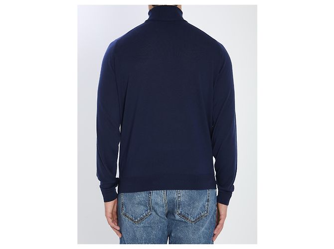John Smedley Hemingway merino wool turtleneck sweater blue - view 4