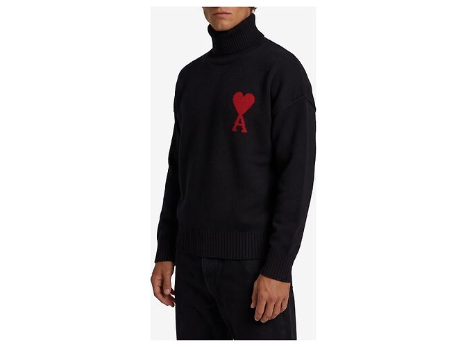 Ami Paris Rollkragenpullover Ami de Coeur Schwarz - Ansicht 2