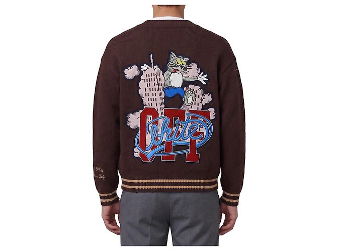 Off White Cardigã de malha Varsity Cat Off Marrom - vista 3