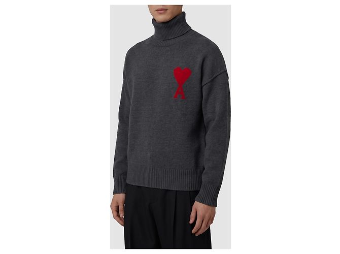 Ami Paris Ami de Coeur Rollkragenpullover Grau - Ansicht 3