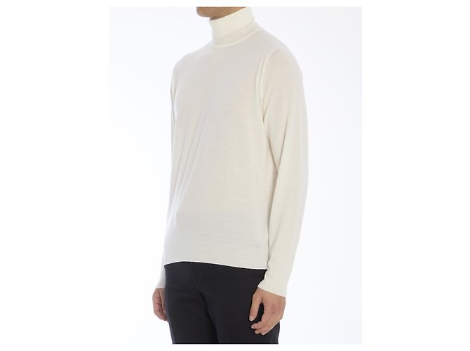 John Smedley Cherwell white merino wool turtleneck sweater - view 2