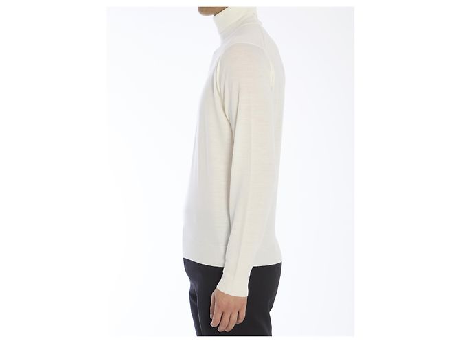 John Smedley Cherwell white merino wool turtleneck sweater - view 3