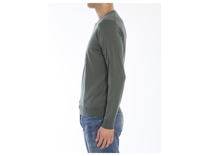Pull Lundy John Smedley en laine mérinos vert - vue 3