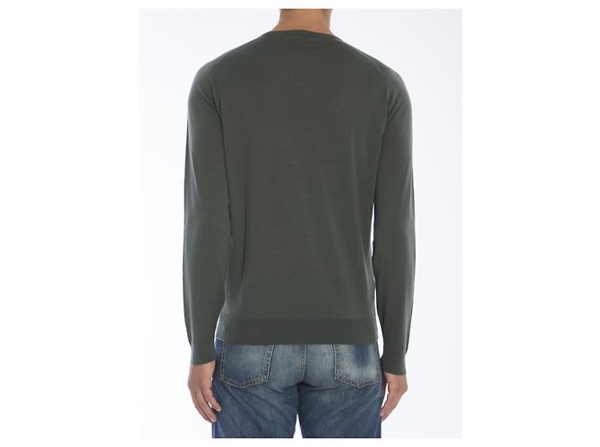 Pull Lundy John Smedley en laine mérinos vert - vue 4
