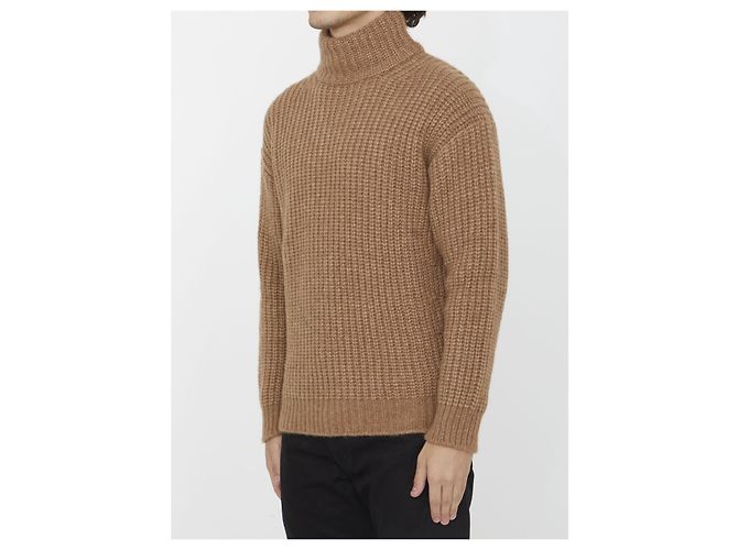 Roberto Collina Rollkragenpullover aus Alpaka und Wolle Beige - Ansicht 2