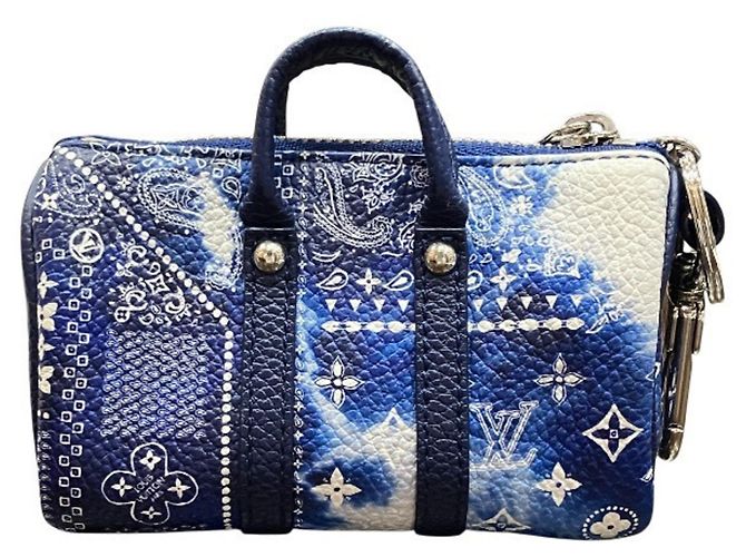 Llavero Louis Vuitton Monogram Bandana Blanco Azul - vista 2