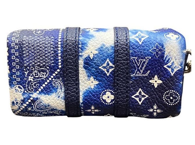 Llavero Louis Vuitton Monogram Bandana Blanco Azul - vista 3