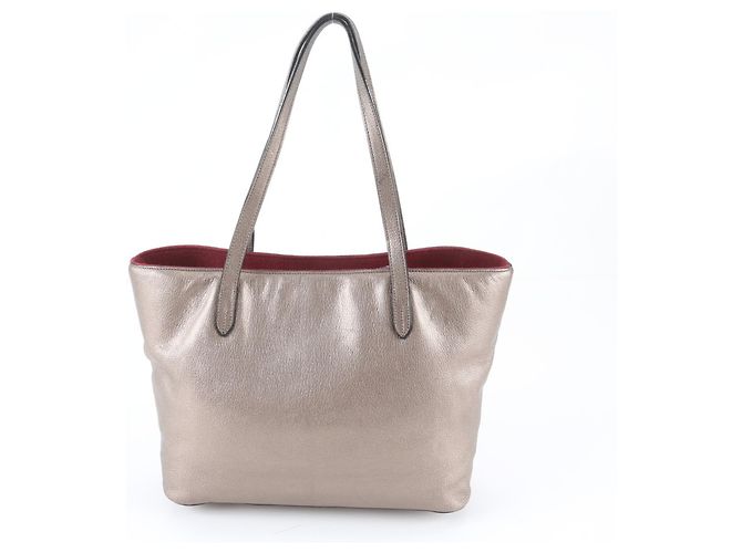 Loewe Belt Pattern Metallic Leather Tote Bag Golden - view 3