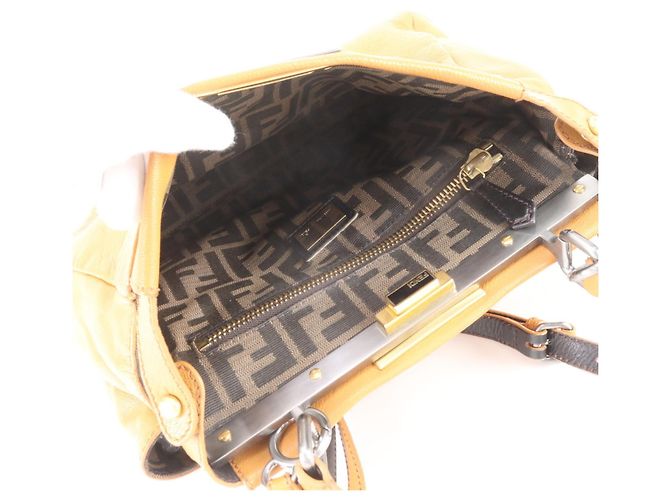 Fendi Peekaboo 8BN226 Leder 2-Way Tasche Braun Kamel - Ansicht 8