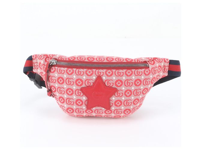 Gucci Interlocking G Gürteltasche aus Leder Rot Marineblau - Ansicht 2