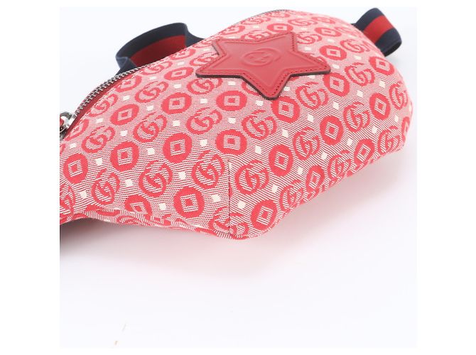 Gucci Interlocking G Gürteltasche aus Leder Rot Marineblau - Ansicht 4