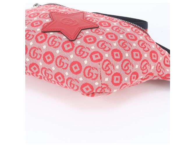 Gucci Interlocking G Gürteltasche aus Leder Rot Marineblau - Ansicht 5