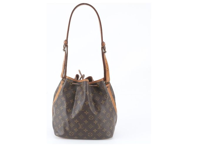 Noe Louis Vuitton Monogram Petit Noé Leather Shoulder Bag Brown - view 3