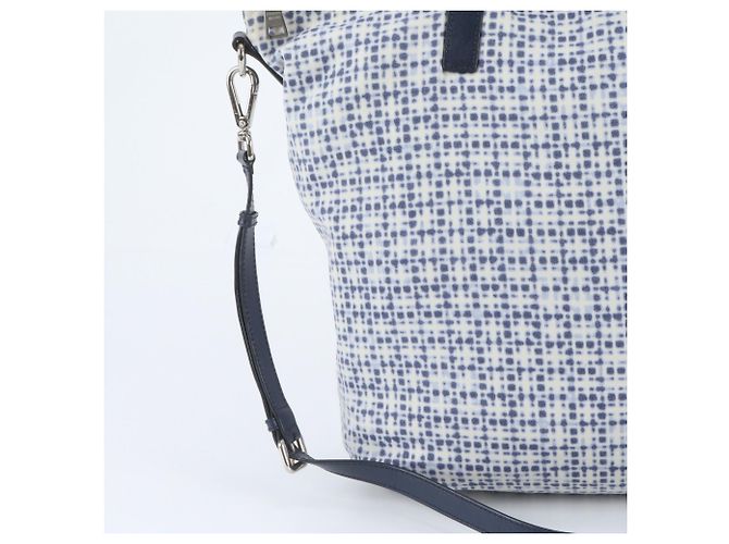 Prada Triangle Logo Leather 2-Way Tote Bag Blue - view 2