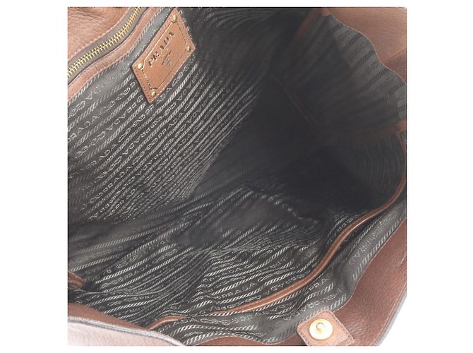 Prada Vitello Daino Leather Tote Bag Brown - view 7