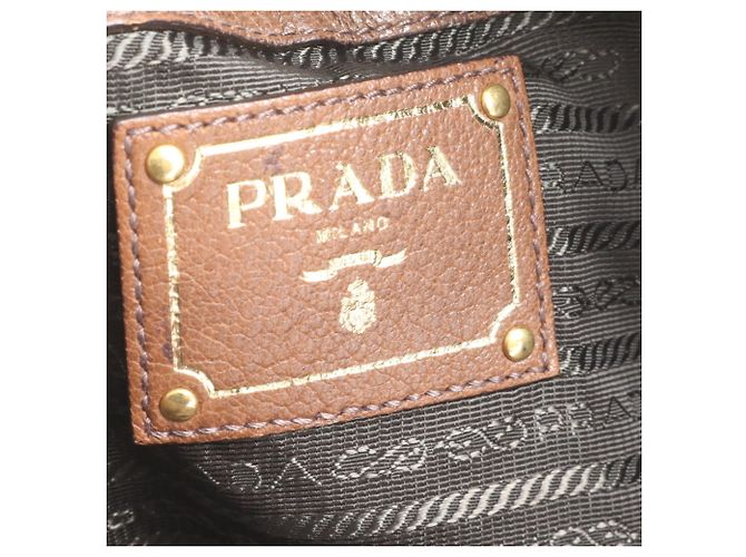 Prada Vitello Daino Leather Tote Bag Brown - view 9