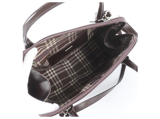 Bolsa de Ombro 2-Way Burberry em Couro Check Castanho escuro - vista 8