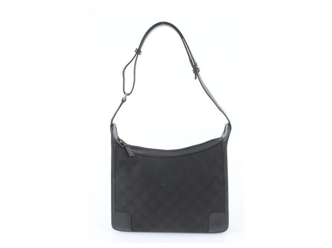 Bolso de hombro Gucci de lona GG y cuero Negro - vista 3