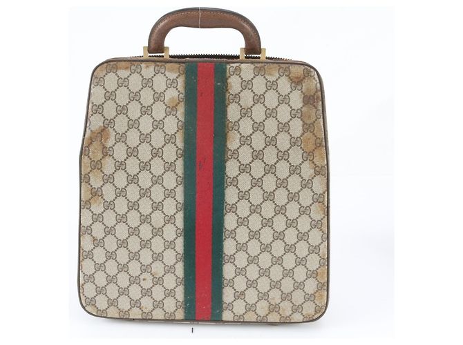 Sac Boston Gucci Old GG Supreme Sherry Line Marron - vue 3