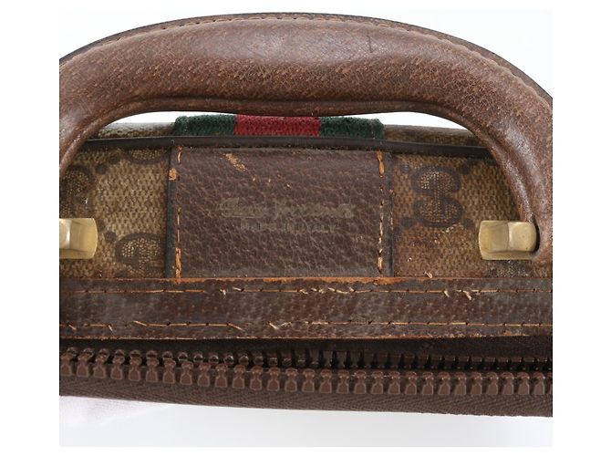 Sac Boston Gucci Old GG Supreme Sherry Line Marron - vue 8